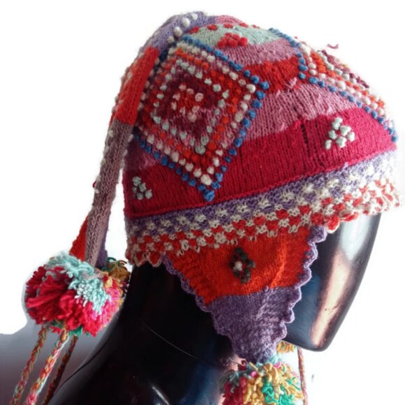 Unisex Knitted Wool Hat Geometric Figures Design Winter